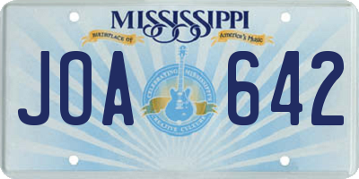 MS license plate JOA642