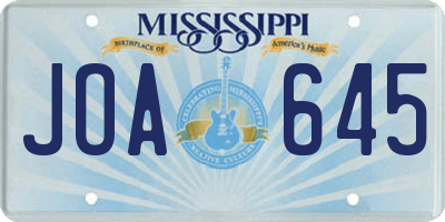 MS license plate JOA645