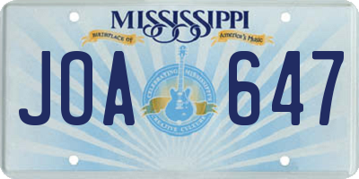 MS license plate JOA647