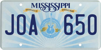 MS license plate JOA650