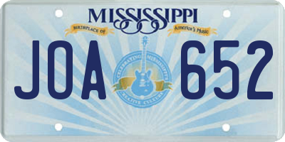 MS license plate JOA652