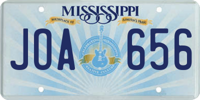 MS license plate JOA656
