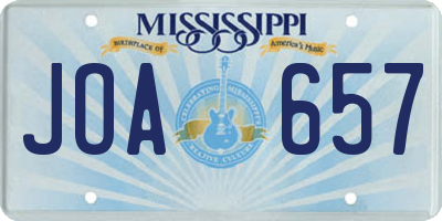 MS license plate JOA657