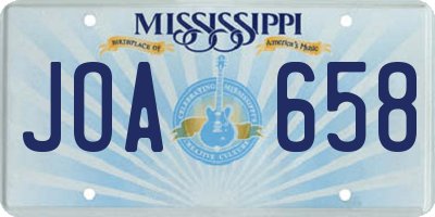 MS license plate JOA658