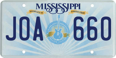 MS license plate JOA660