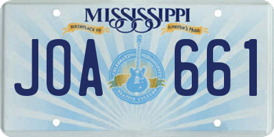 MS license plate JOA661