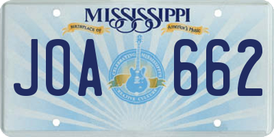 MS license plate JOA662
