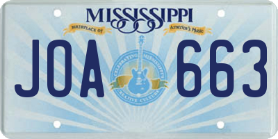 MS license plate JOA663