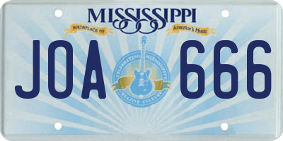 MS license plate JOA666