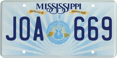 MS license plate JOA669
