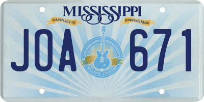 MS license plate JOA671
