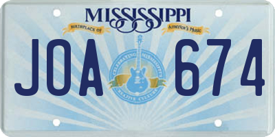MS license plate JOA674