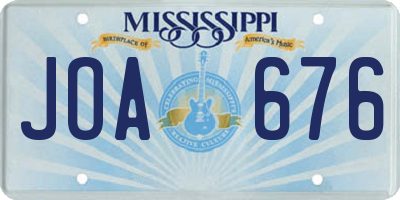 MS license plate JOA676