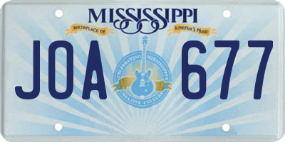 MS license plate JOA677