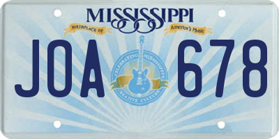 MS license plate JOA678