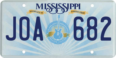 MS license plate JOA682