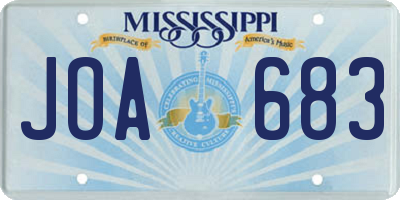 MS license plate JOA683