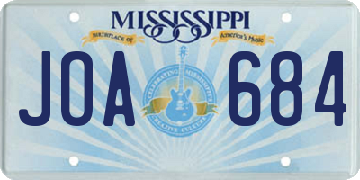 MS license plate JOA684