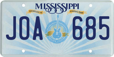 MS license plate JOA685