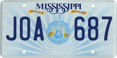 MS license plate JOA687