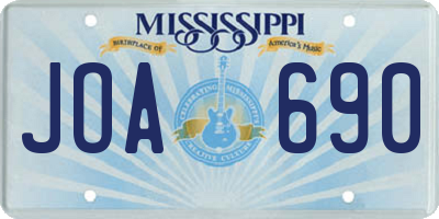 MS license plate JOA690