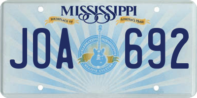 MS license plate JOA692