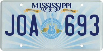 MS license plate JOA693