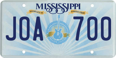 MS license plate JOA700
