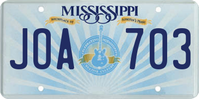 MS license plate JOA703