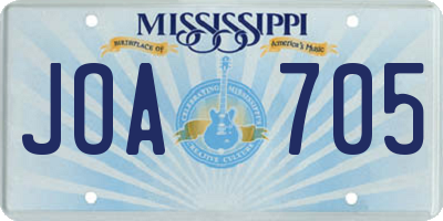 MS license plate JOA705