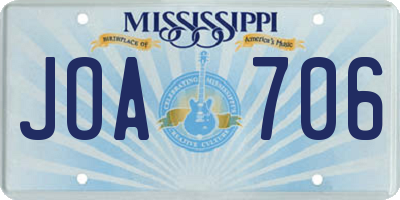 MS license plate JOA706