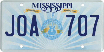 MS license plate JOA707