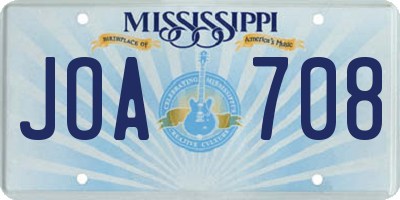 MS license plate JOA708