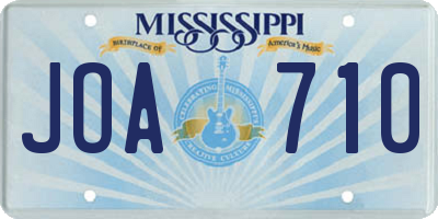 MS license plate JOA710