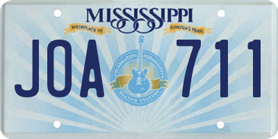 MS license plate JOA711