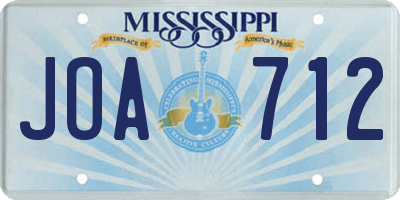 MS license plate JOA712