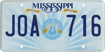 MS license plate JOA716