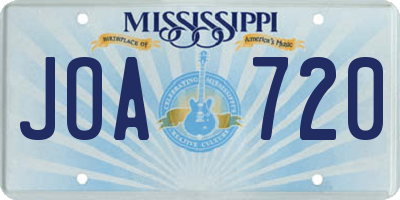 MS license plate JOA720