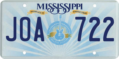 MS license plate JOA722