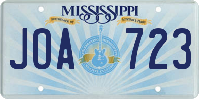 MS license plate JOA723