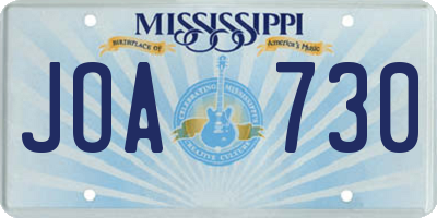 MS license plate JOA730
