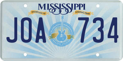 MS license plate JOA734