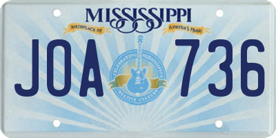 MS license plate JOA736