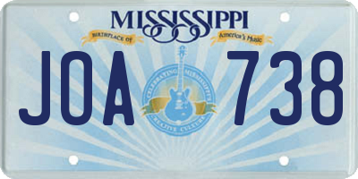 MS license plate JOA738