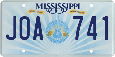 MS license plate JOA741