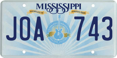 MS license plate JOA743