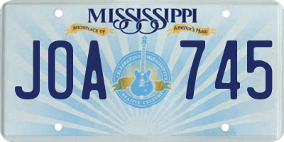 MS license plate JOA745