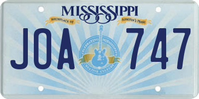 MS license plate JOA747