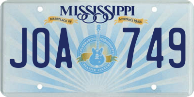 MS license plate JOA749