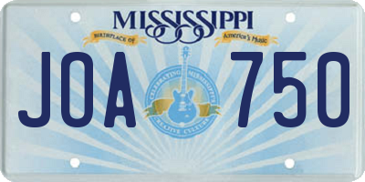 MS license plate JOA750